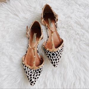 Halogen Olson Pointy Toe Calf Hair Studded Flats